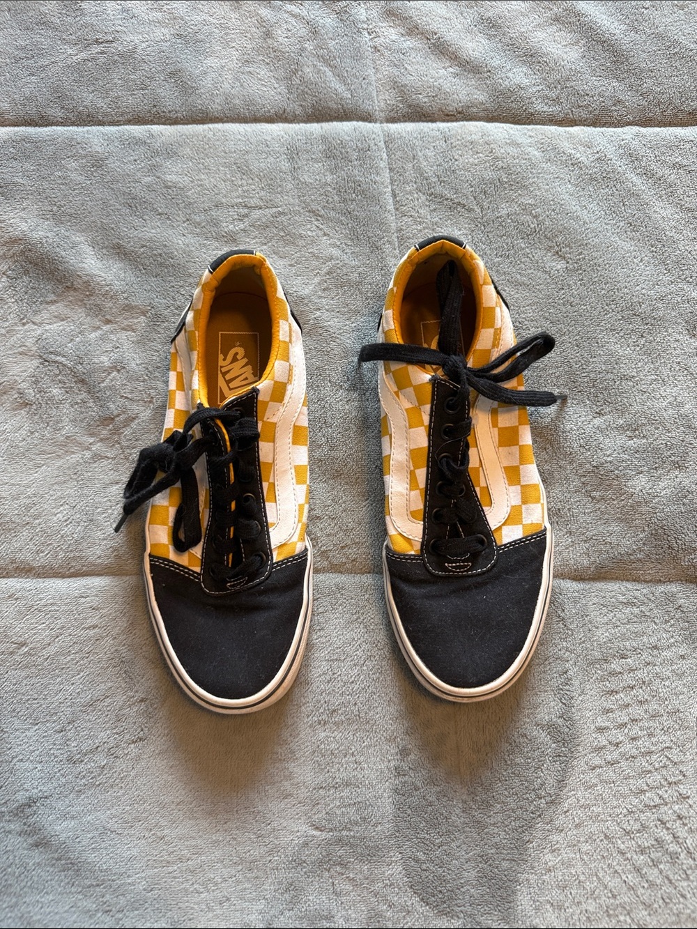 Vans Yellow & Black Checkerboard Low-Top Sneakers